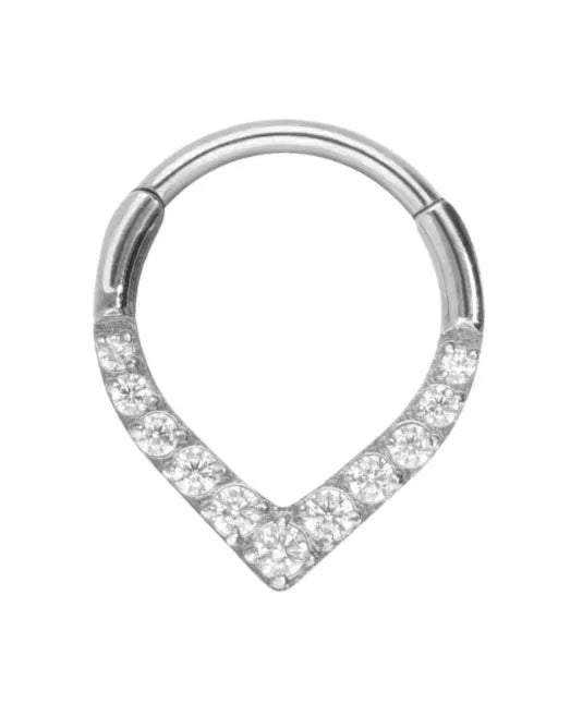 Titanium - Clicker Piercing Hoop Elegant Pointed Crystals