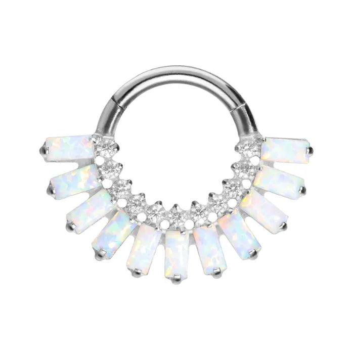 Titanium - Hinged Piercing Hoop Extravagant Opal Design