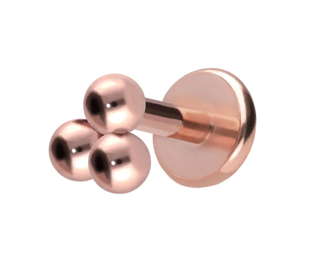 Titanium - Push Pin Flat Back Piercing 3 Balls