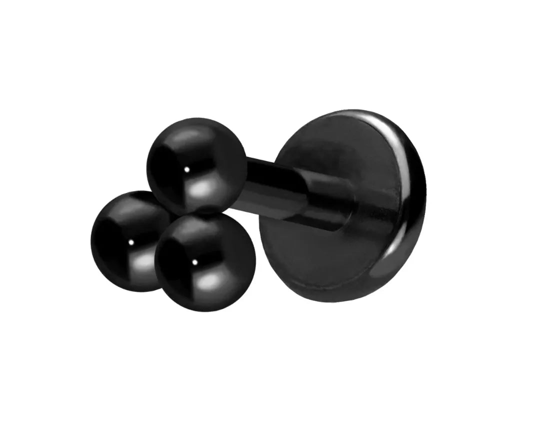 Titanium - Push Pin Flat Back Piercing 3 Balls