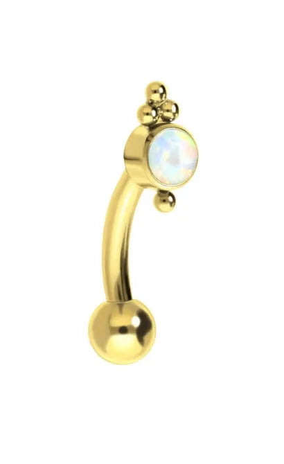 Titanium - Push Pin Curved Barbell Piercing Oriental Opal Design