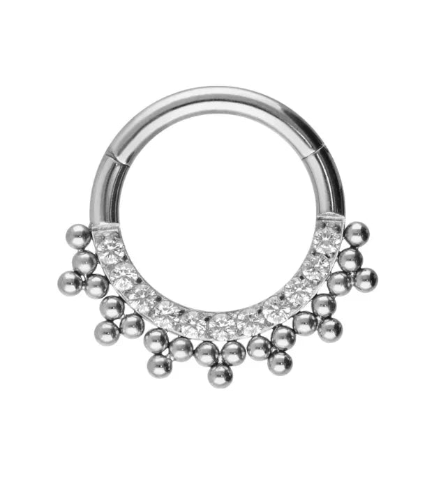 Titanium - Hinged Piercing Hoop Ornaments + Crystals