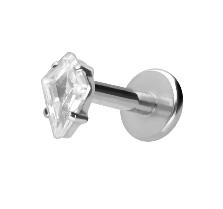 Titanium - Push Pin Flat Back Piercing Crystal Rhombus