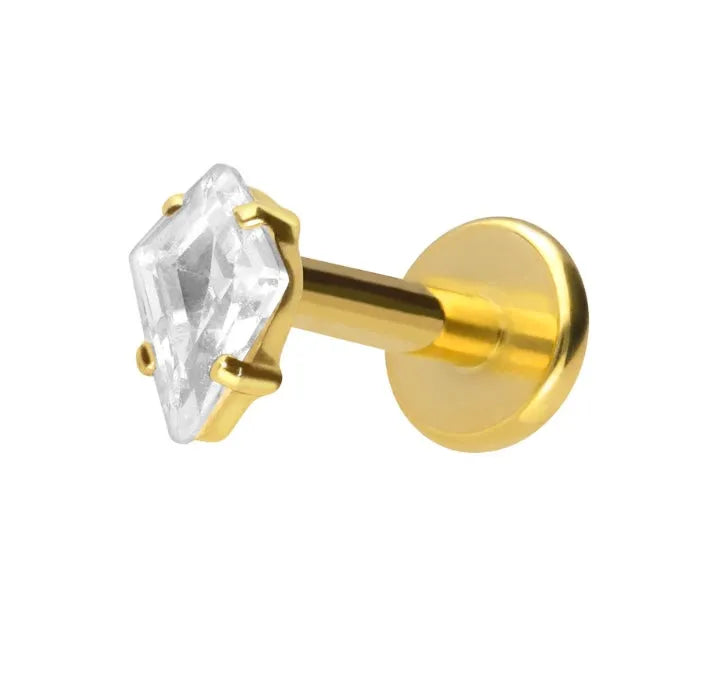 Titanium - Push Pin Flat Back Piercing Crystal Rhombus