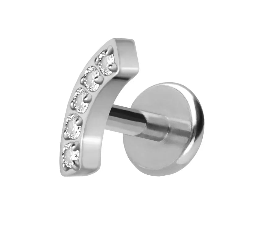 Titanium - Push Pin Flat Back Piercing Dainty Crystal Arch