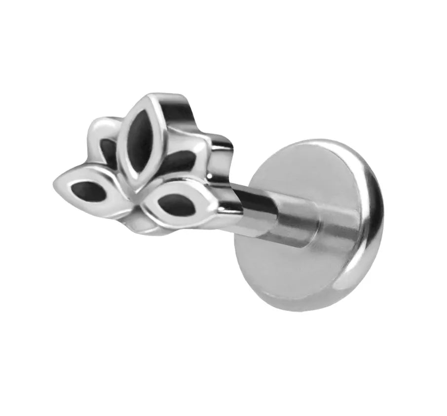 Titanium - Push Pin Flat Back Piercing Dainty Lotus