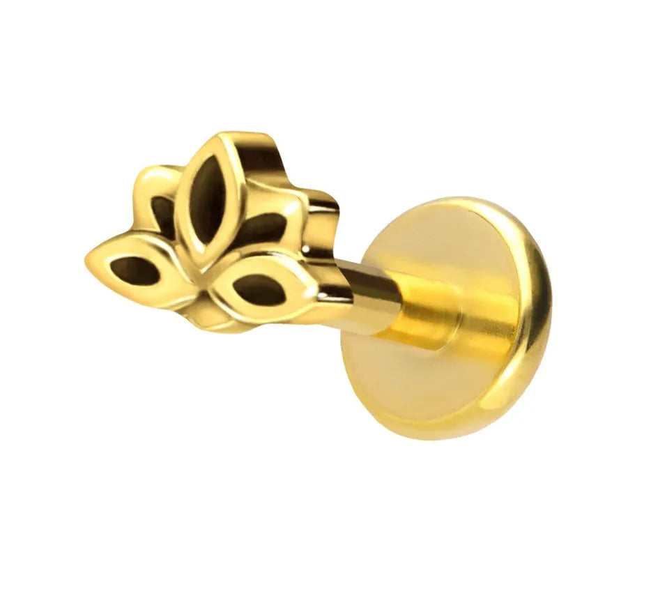 Titanium - Push Pin Flat Back Piercing Dainty Lotus