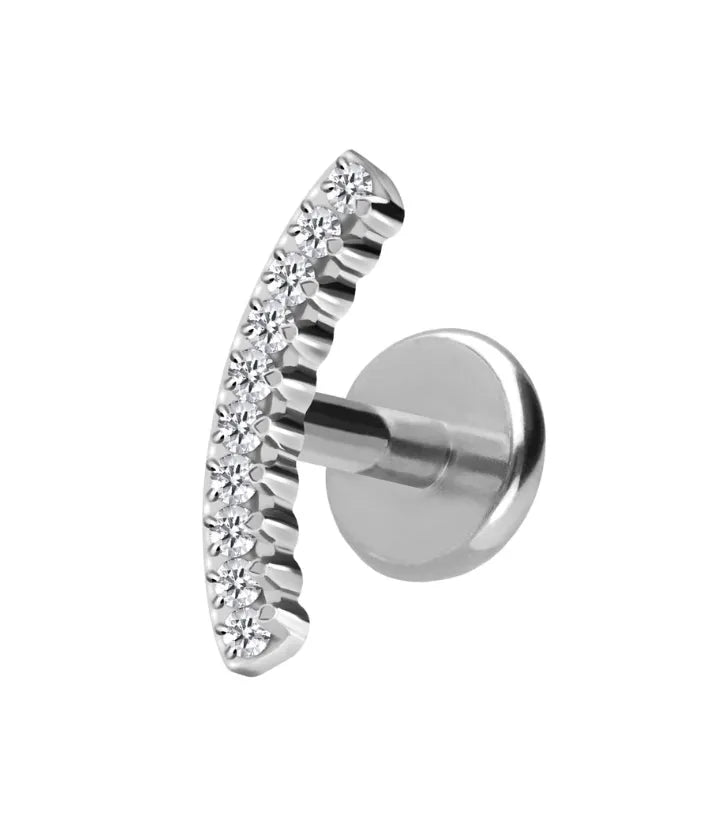 Titanium - Push Pin Flat Back Piercing Shiny Crystal Arch