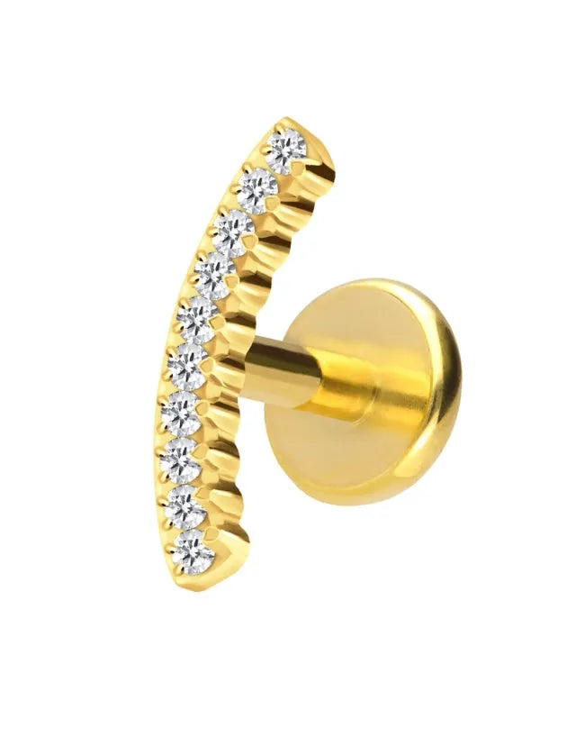 Titanium - Push Pin Flat Back Piercing Shiny Crystal Arch