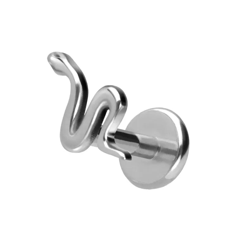 Titanium - Push Pin Flat Back Piercing Snake