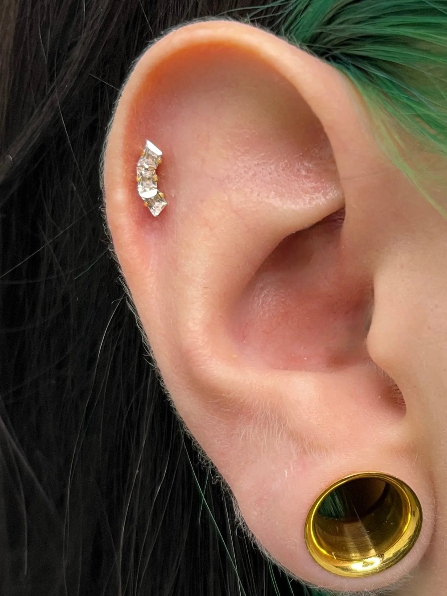 Titanium - Push Pin Flat Back Piercing Dainty Crystal Trapezes