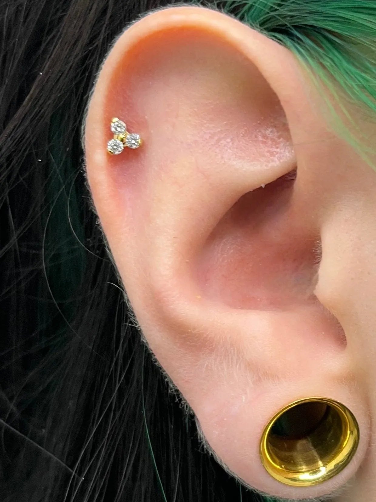 Titanium - Push Pin Flat Back Piercing Crystal Trinity