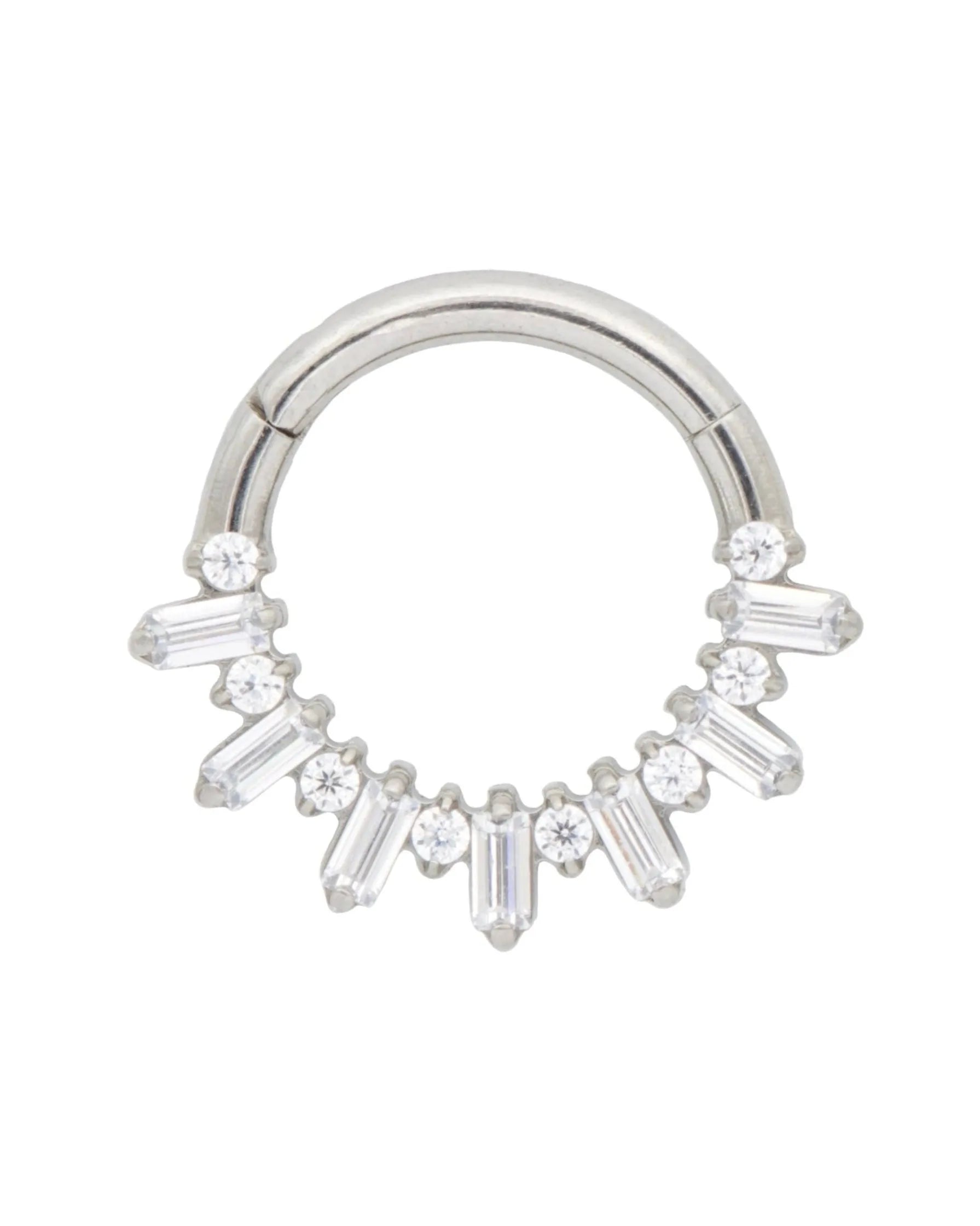 Titanium - Hinged Piercing Hoop Crystal Rays