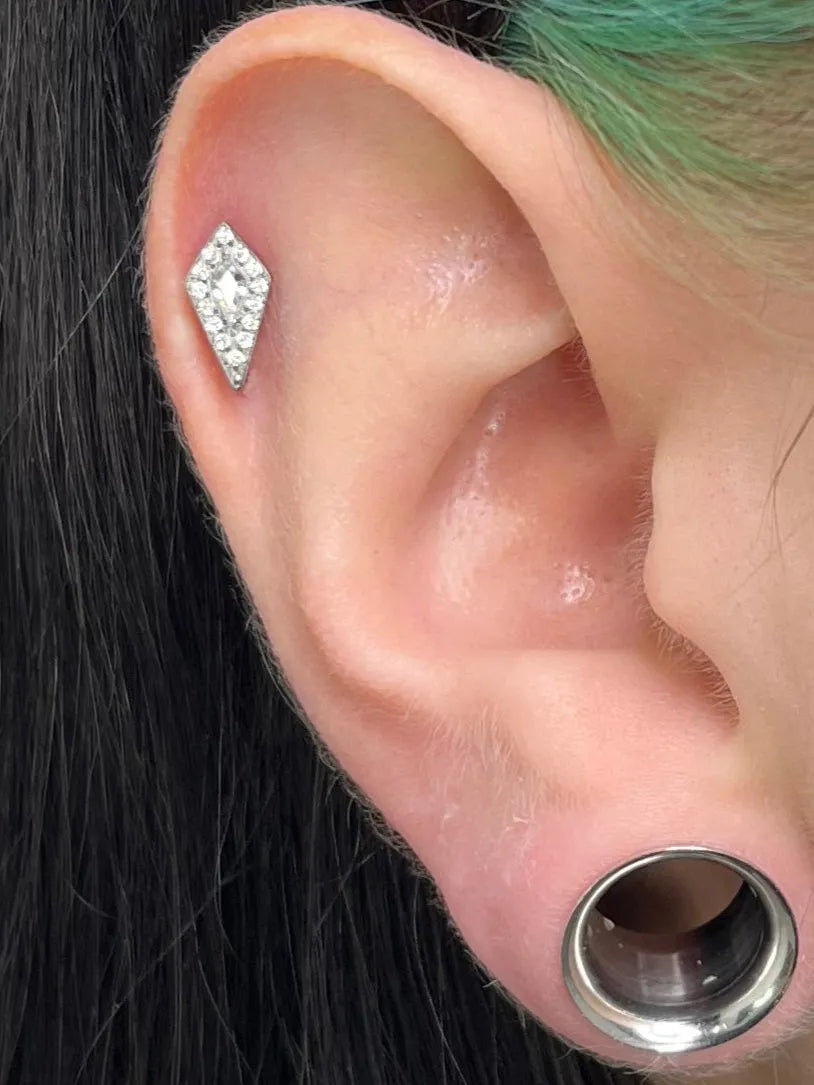 Titanium - Push Pin Flat Back Piercing Crystal Shield