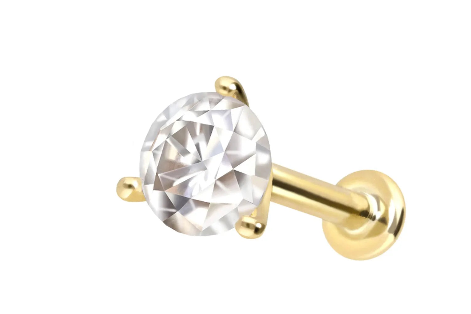 14K Gold Flat Back Earring - Super Shiny Moissanite