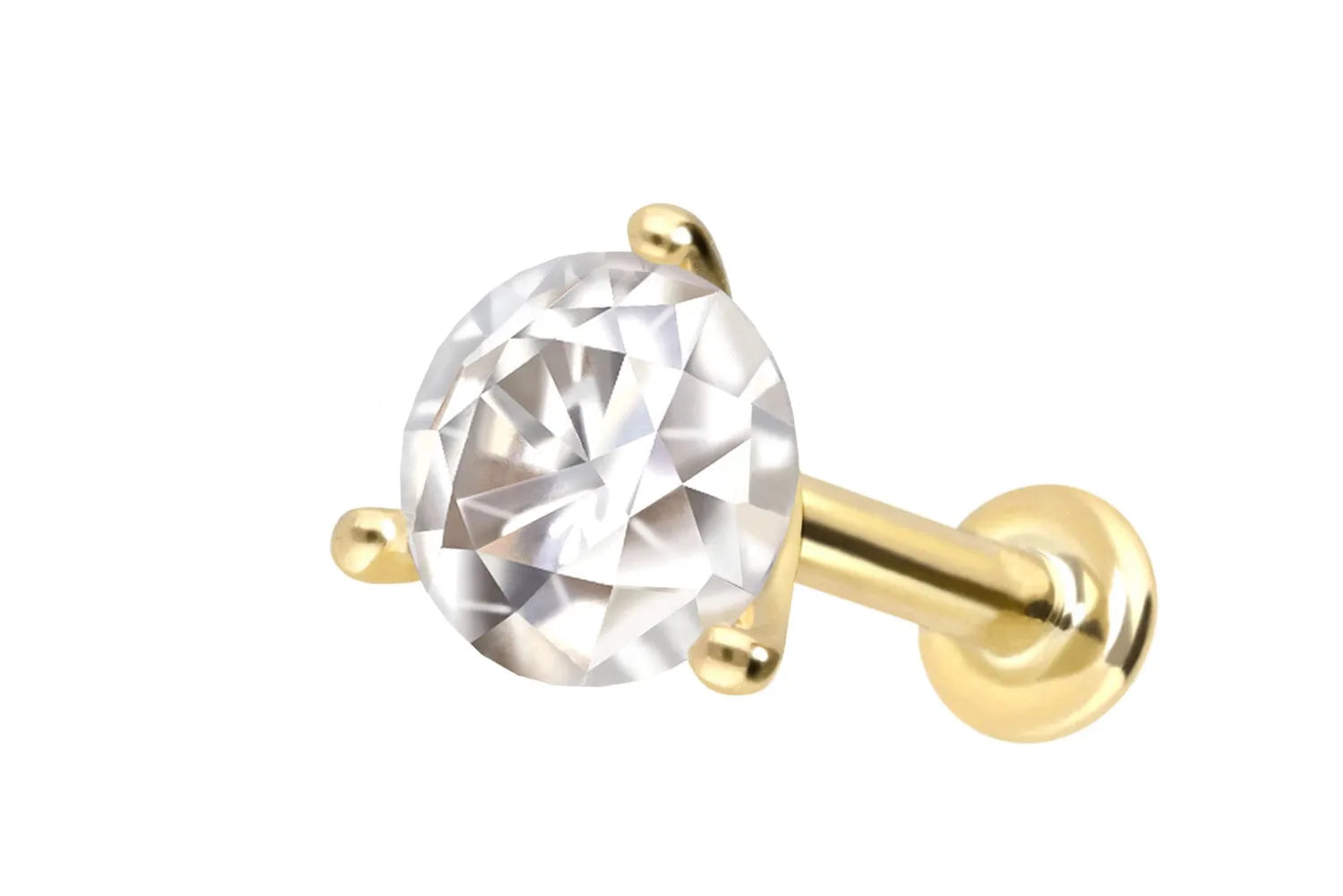 14K Gold Flat Back Earring - Super Shiny Moissanite