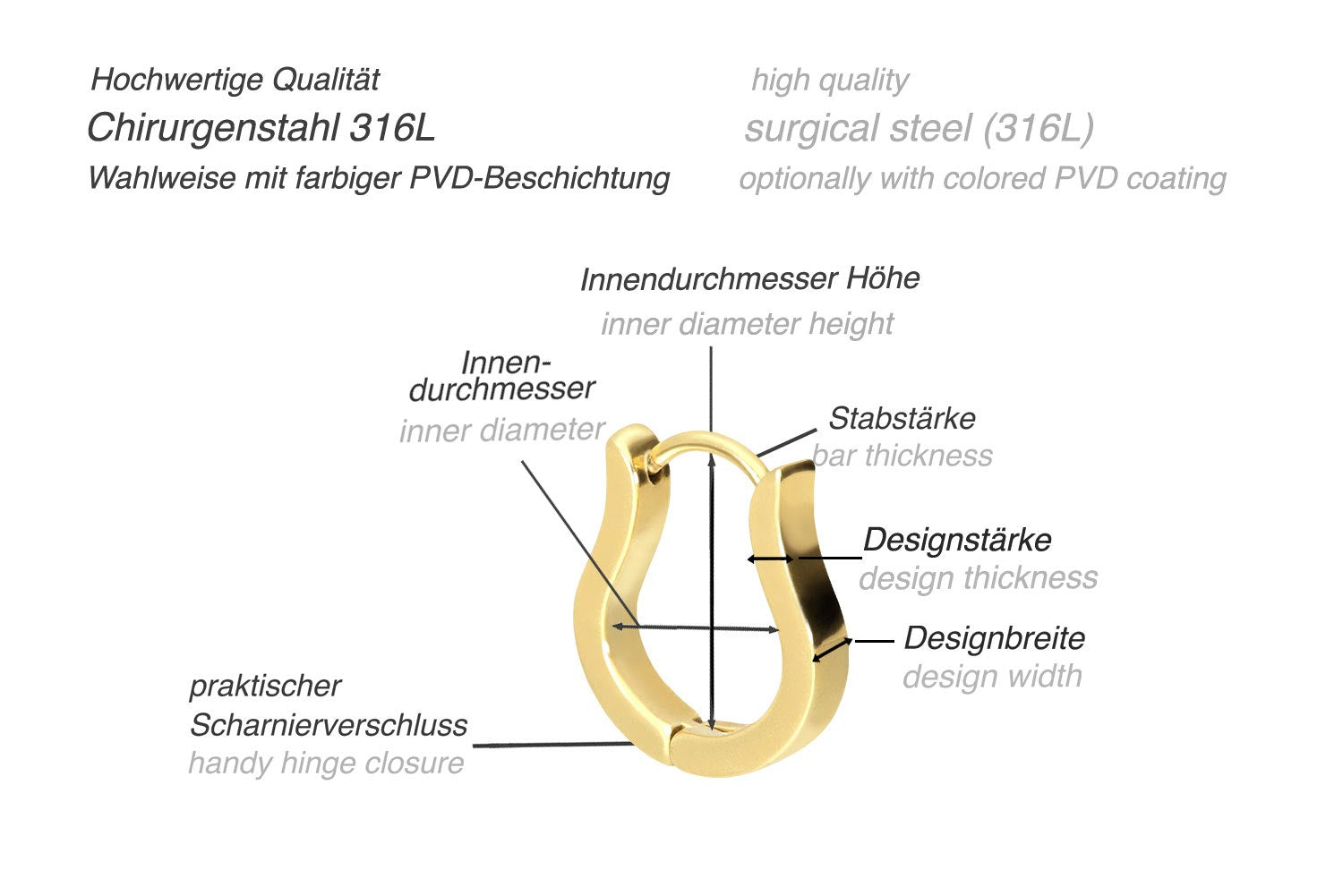 Surgical Steel - Hoop Earrings Elegant Curve