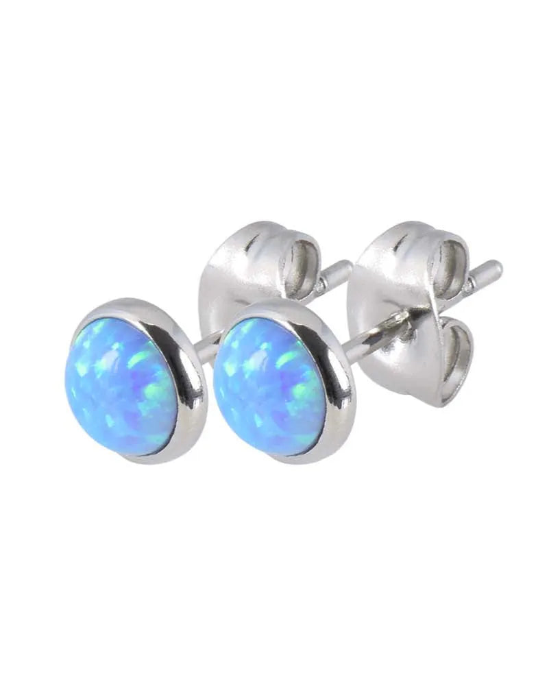 Surgical Steel 316L – Earring Studs Bezelled Opal