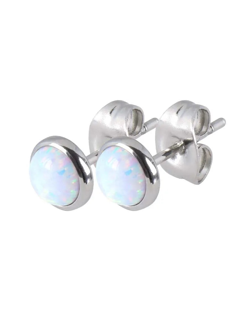 Surgical Steel 316L – Earring Studs Bezelled Opal