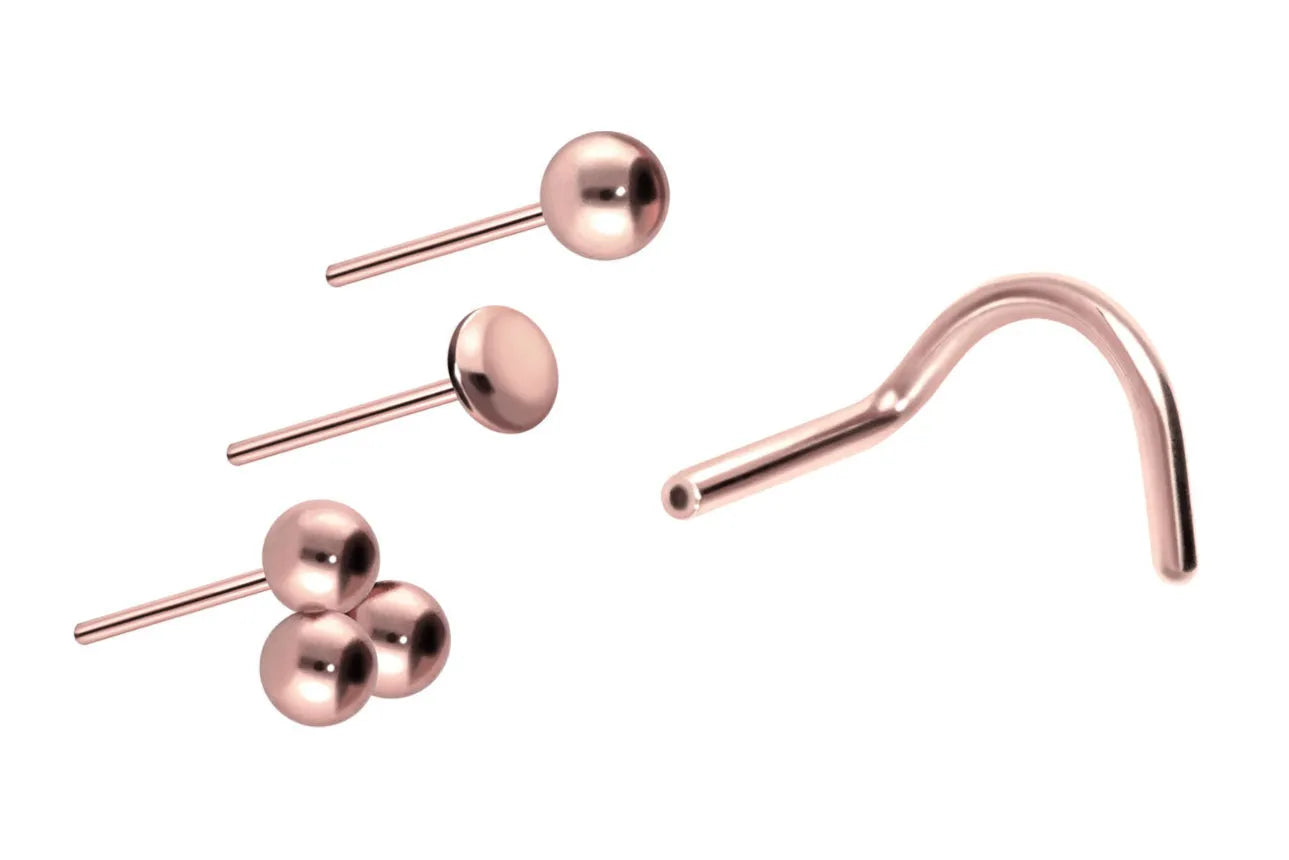 Titanium - Corkscrew Nose Stud Piercing 3 Push Fit Designs Simplistic Assortment   