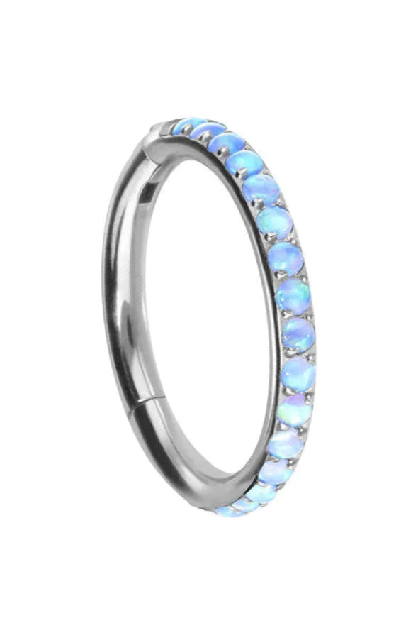 Titanium - Hinged Piercing Hoop Side Opals