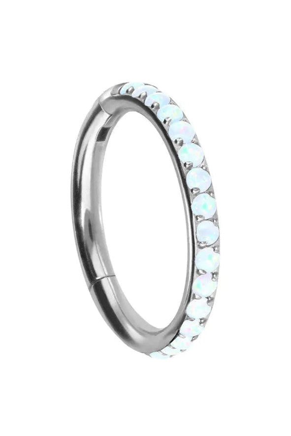 Titanium - Hinged Piercing Hoop Side Opals