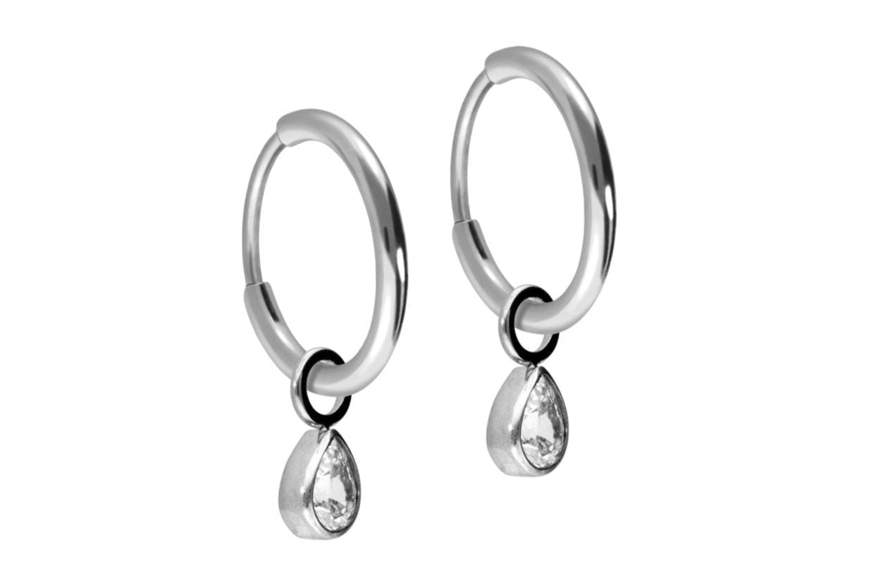 Titanium - Hoop Earrings Crystal Drops