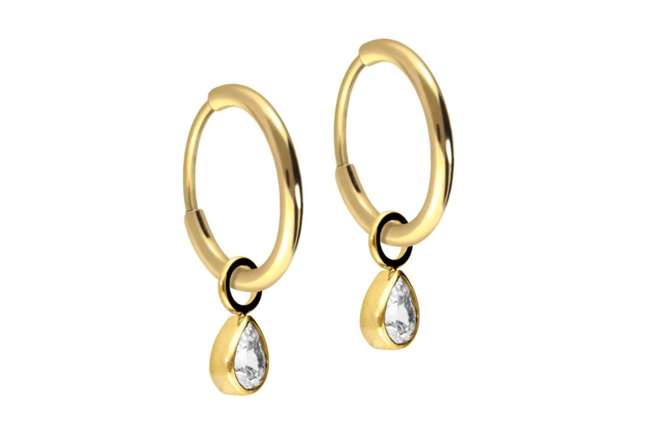 Titanium - Hoop Earrings Crystal Drops