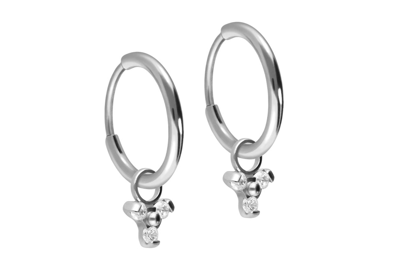 Titanium - Hoop Earrings Crystal Trinity