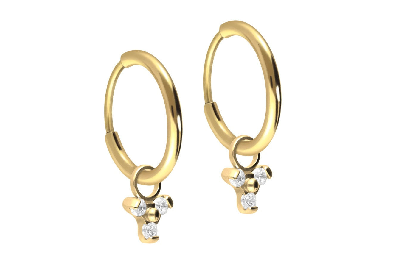 Titanium - Hoop Earrings Crystal Trinity