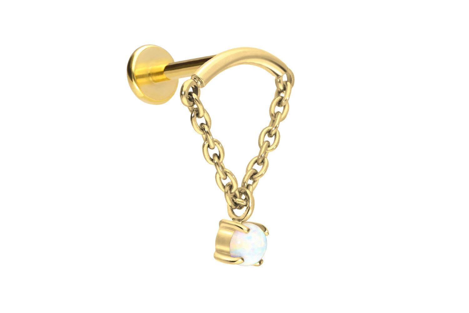 Titanium Hidden Helix Push Pin Flat Back Stud - Floating Opal