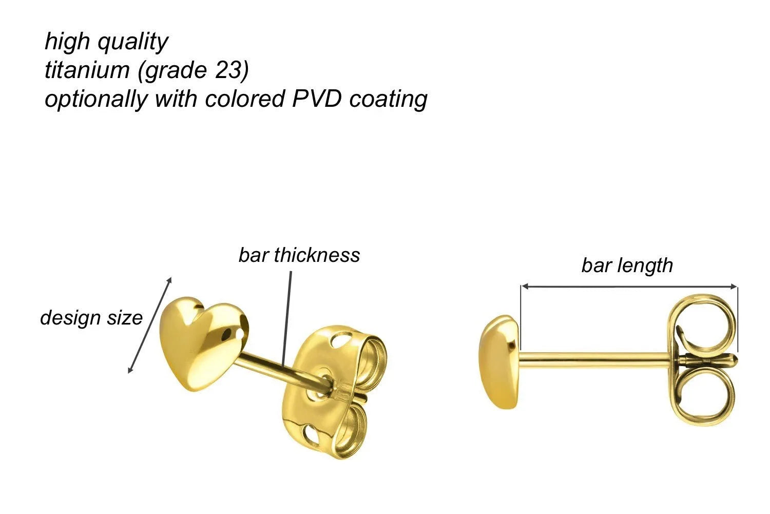 Titanium - Earring Studs Heart