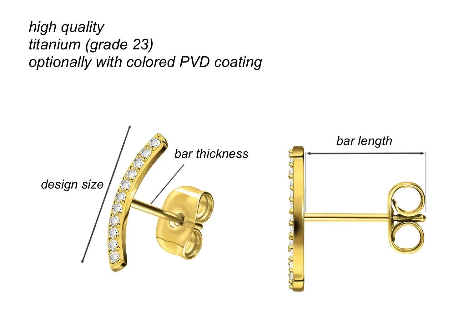 Titanium - Earring Studs Crystal Arch