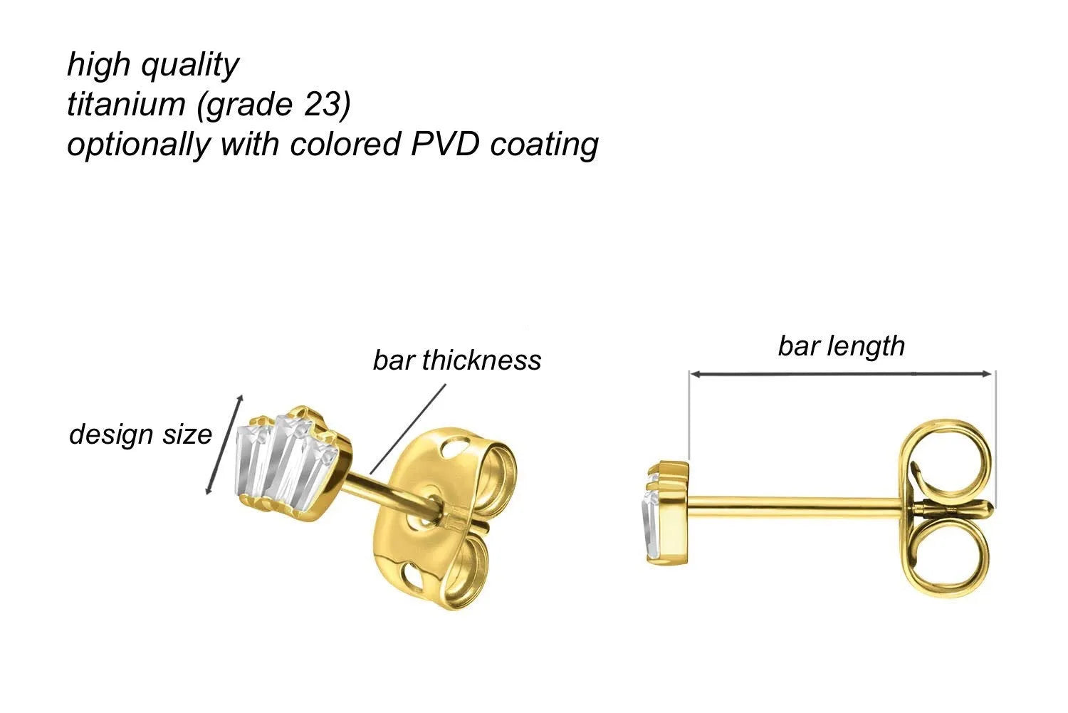 Titanium - Earring Studs Crystal Crown