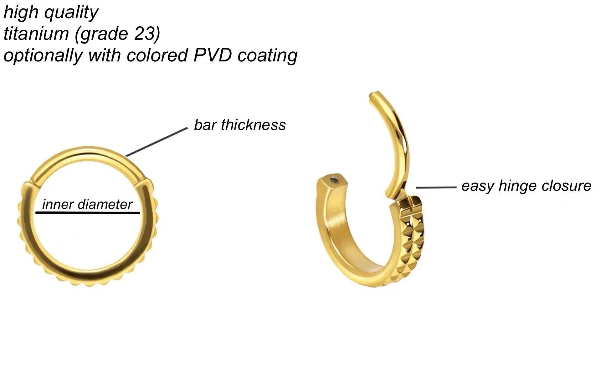 Titanium - Hinged Piercing Hoop Spikes